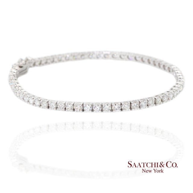 14k White Gold Diamond Bracelet Metal Type: 14k White Gold Total Item Weight: 7.6 Grams Length: 7.5 in Width: 3.0 mm...