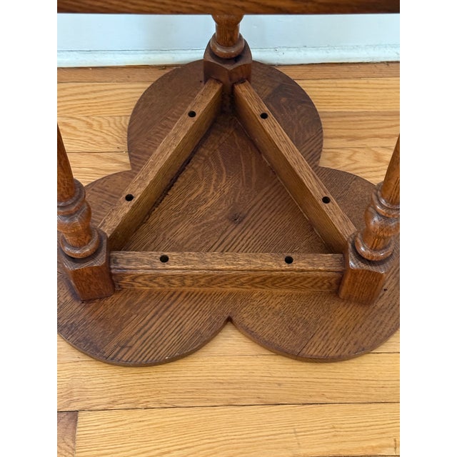 Brown Midcentury English Oak Clover Cricket Table For Sale - Image 8 of 9