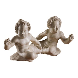 Angel Sculptures, Carrara Marble, Set of 2 For Sale