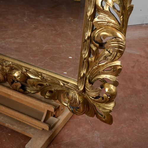 Metal Antique Carved Mirror with Gold Leaf, 20th Century For Sale - Image 7 of 9