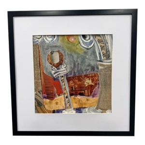 Original Vintage Mid-Century Modern Surrealist Mixed-Media Collage Signed “Clutie” (Mid-1960s–Late 1970s)