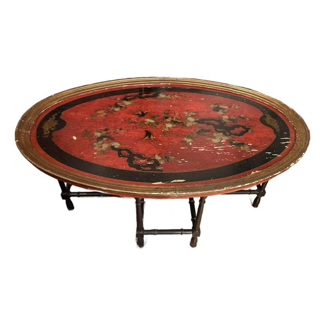 Vintage Italian Chinoiserie Faux Bamboo Coffee Cocktail Table For Sale