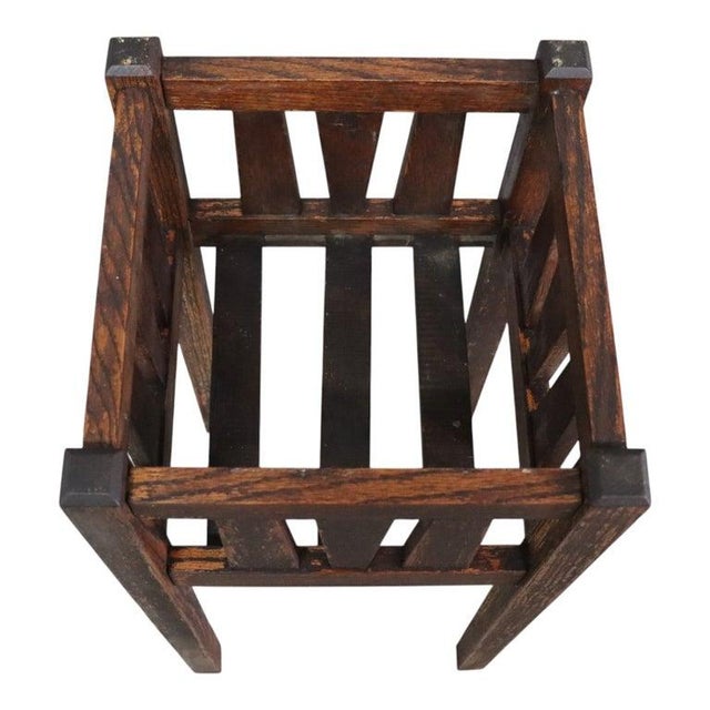 Arts & Crafts Mission Oak Slat Side Plant Stand C1920 For Sale - Image 6 of 9