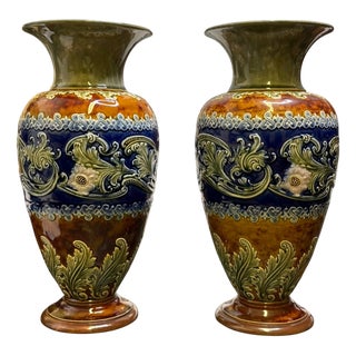 Lambeth Revival Vases in Stoneware from Royal Doulton, 2001, Set of 2 For Sale