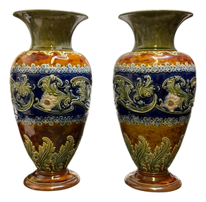 Lambeth Revival Vases in Stoneware from Royal Doulton, 2001, Set of 2