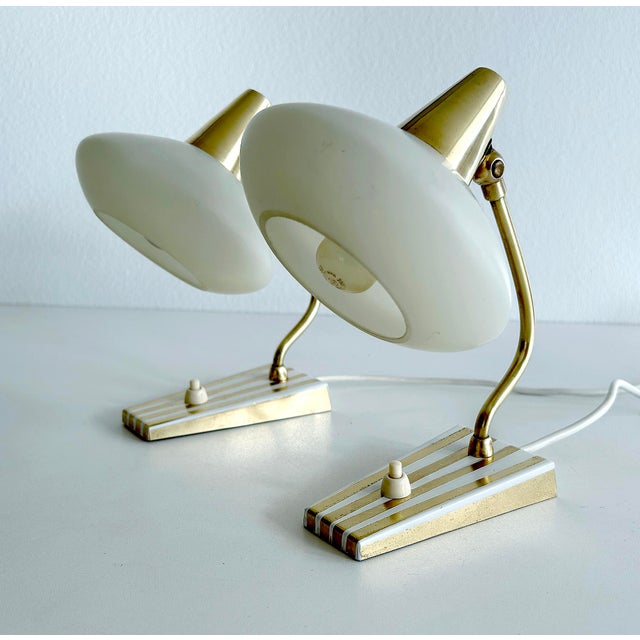 Gold Vintage Bedside Table Lamps, 1950s, Set of 2 For Sale - Image 8 of 18