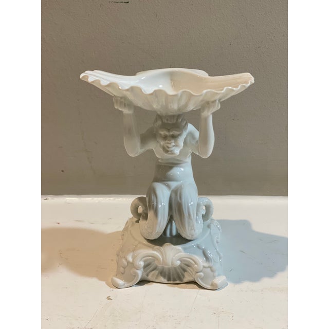 White Early 20th Century Italian Ginori Blanc De Chine Sea Creature Holding Shell For Sale - Image 8 of 9