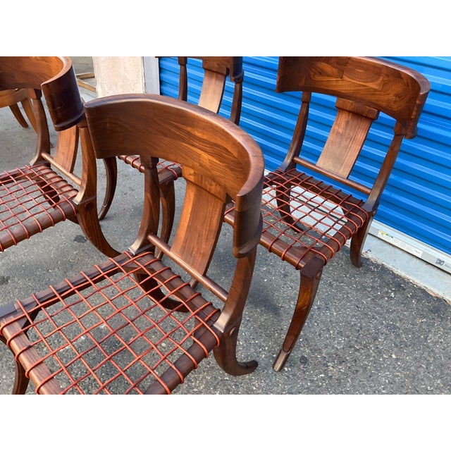 t.h. Robsjohn Gibbings Style Walnut Klismos Chairs…set of 4 For Sale - Image 10 of 16