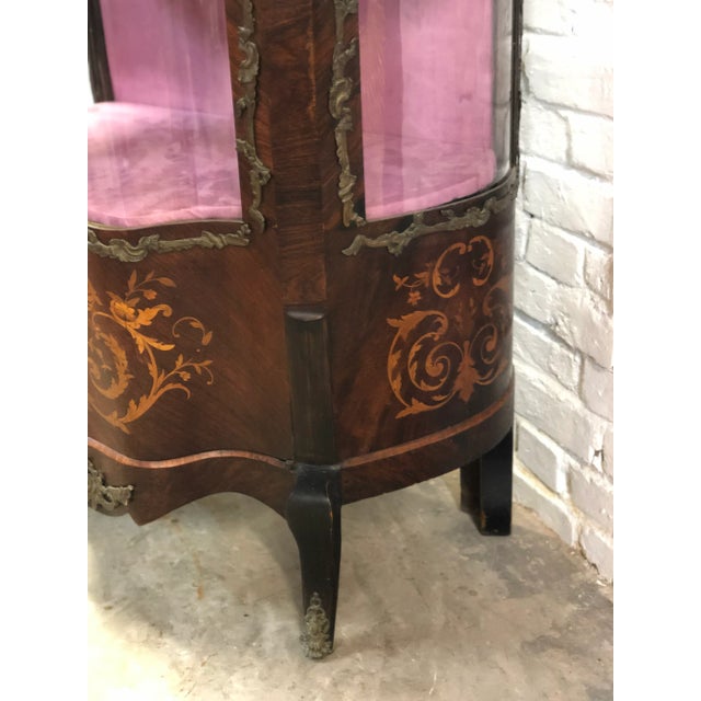 Louis XV Style Marquetry & Bronze Display Cabinet, 1920s For Sale - Image 9 of 13