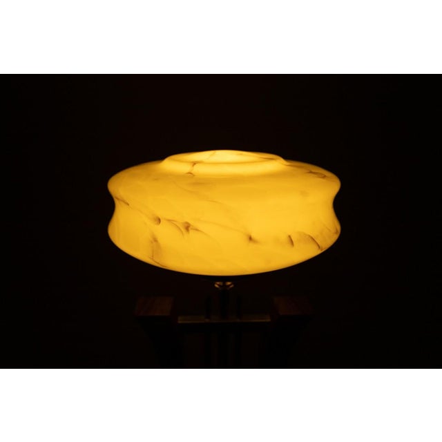 Wood Art Deco Table Lamp, Poland, 1950 For Sale - Image 7 of 8