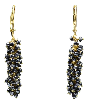 The Cantils: Ladies 18K Black Diamond Cluster Dangler Earrings, 2 Pieces