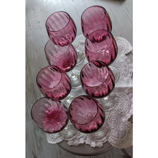 Vintage Ottilie Hand Blown Wine Glasses - Set of 8 For Sale - Image 4 of 4