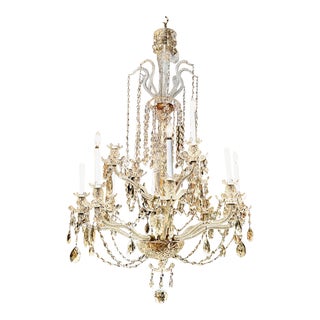 Large 12-Light Bohemian Cut Crystal Chandelier For Sale