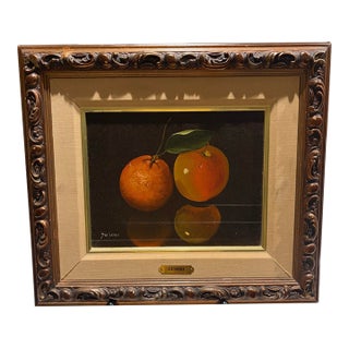 1960s Antonio Gusini Signed Mid-Century Realism Italian Citrus Oil Painting For Sale