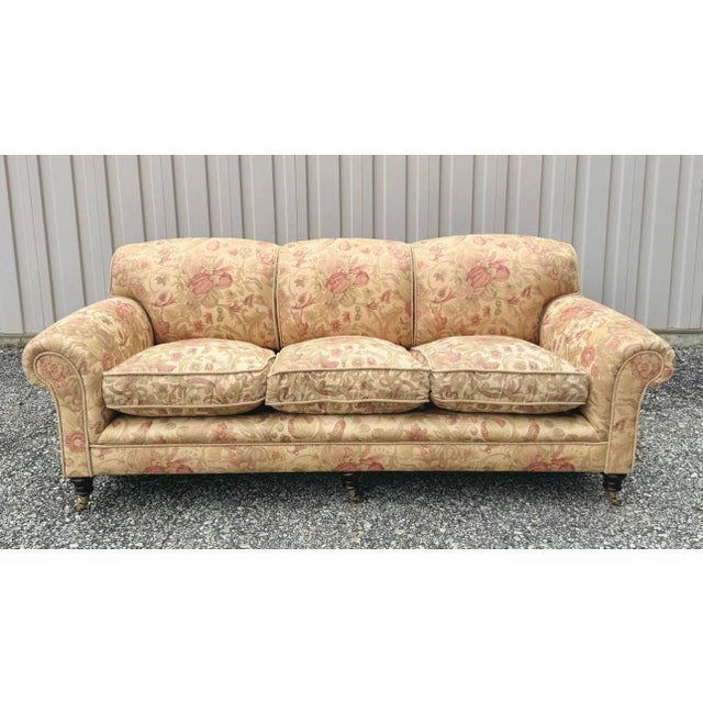 George Smith Elverdon Sofas in George Smith fabric “Flora and Fauna” a linen fabric featuring various animals and florals...