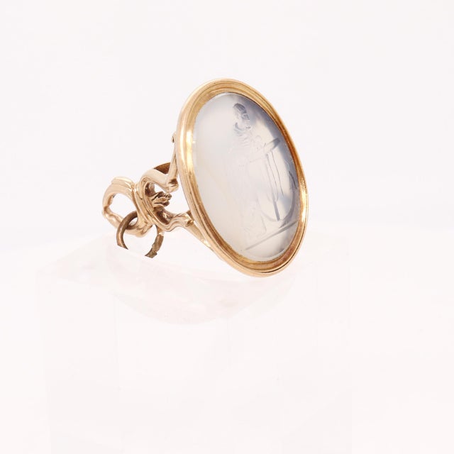 Antique Georgian Hope Allegory 14k Gold & Agate Carved Intaglio Watch Fob Seal For Sale - Image 12 of 14