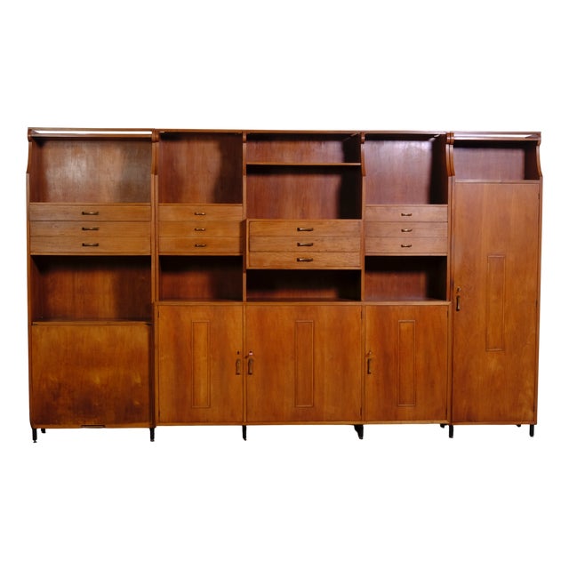 Vintage Wall Bookcase Equipped in Wood, 1960s For Sale