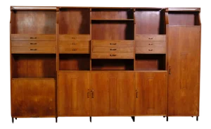 Vintage Wall Bookcase Equipped in Wood, 1960s