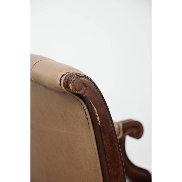 English-Style Chesterfield Swivel Office Chair in Cowhide and Wood For Sale - Image 15 of 18