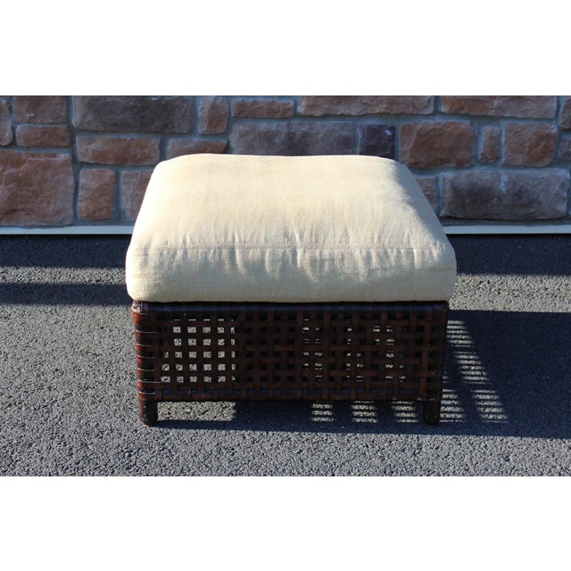 1990s McGuire Woven Leather Armchair and Ottoman From the Antalya Collection For Sale - Image 10 of 18