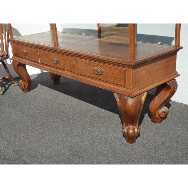 Large Vintage French Country Mercantile Store Display Case Floor Cabinet W Mirror Doors For Sale In Los Angeles - Image 6 of 16