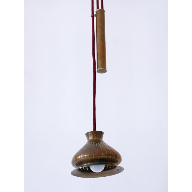 1950s Mid-Century Modern Counterweight Brass Pendant Lamp, Germany, 1950s For Sale - Image 5 of 18