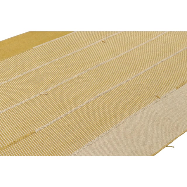 Rug & Kilim 2010s Rug & Kilim’s Contemporary Kilim Rug in Beige and Mustard Stripes For Sale - Image 4 of 8