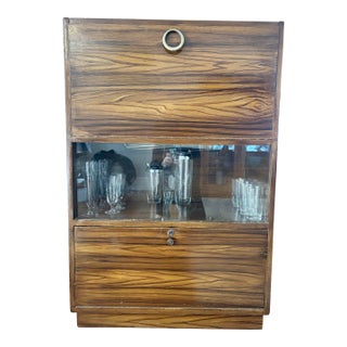 Mid-Century Bar Cabinet With Original Barware For Sale