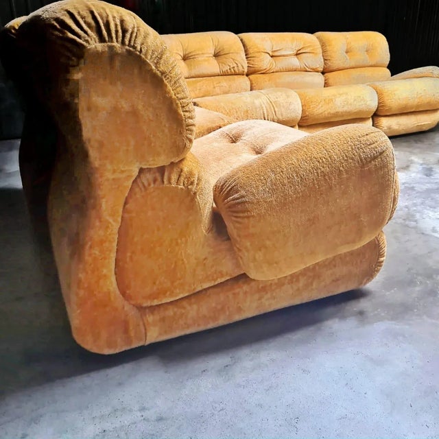 Velvet Modular Sofa, 1970s, Set of 5 For Sale - Image 4 of 6
