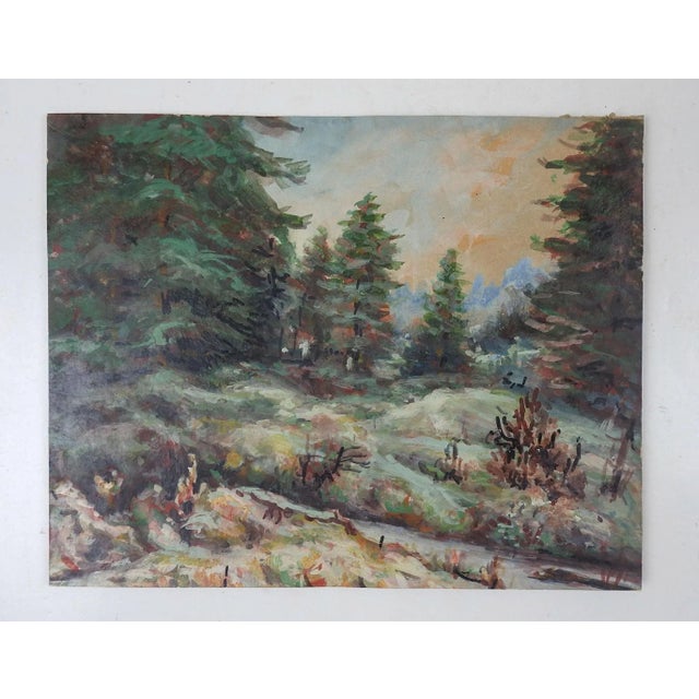 Rustic Vintage Mid 20th Century Russian School Forest Landscape Painting For Sale - Image 3 of 4