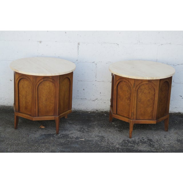 Mid-Century Modern Thomasville Mid Century Arched Design Nightstands Side End Tables a Pair 5849 For Sale - Image 3 of 12