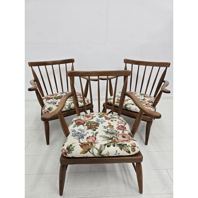 Mid-Century Modern Mid-Century Modern Lounge Chairs with Floral Fabric by Anna-Lülja Praun, Austria, 1950s, Set of 3 For Sale - Image 3 of 18