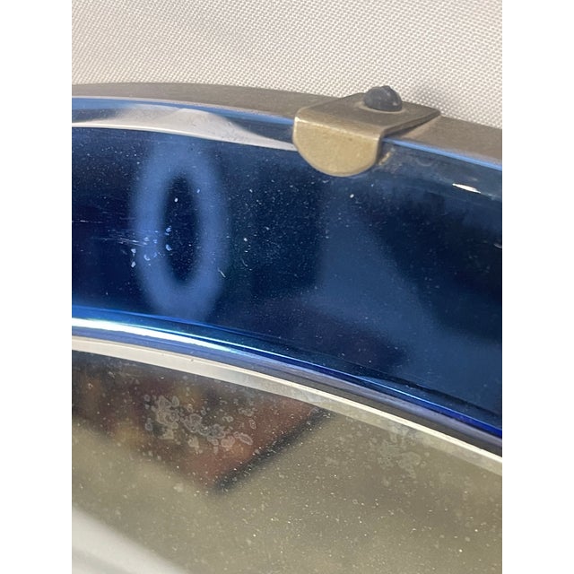 Art Deco Style Round Cobalt Blue Glass Wall Mirror For Sale - Image 4 of 7