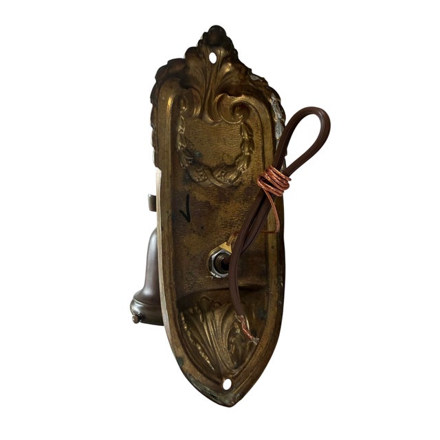 1920’s Wall Sconces With Laurel Leaves and Etched Glass Shades For Sale - Image 4 of 8