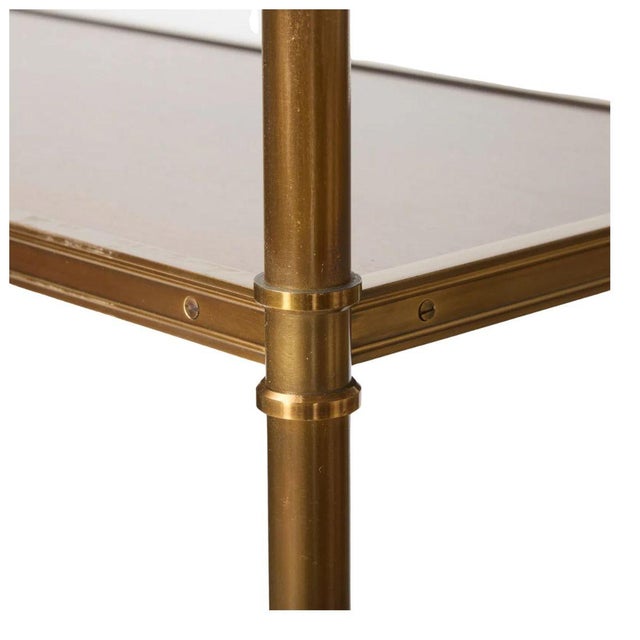 Monumental Regency Style Brass and Mahogany Etagere, Victoria & Sons For Sale - Image 4 of 5