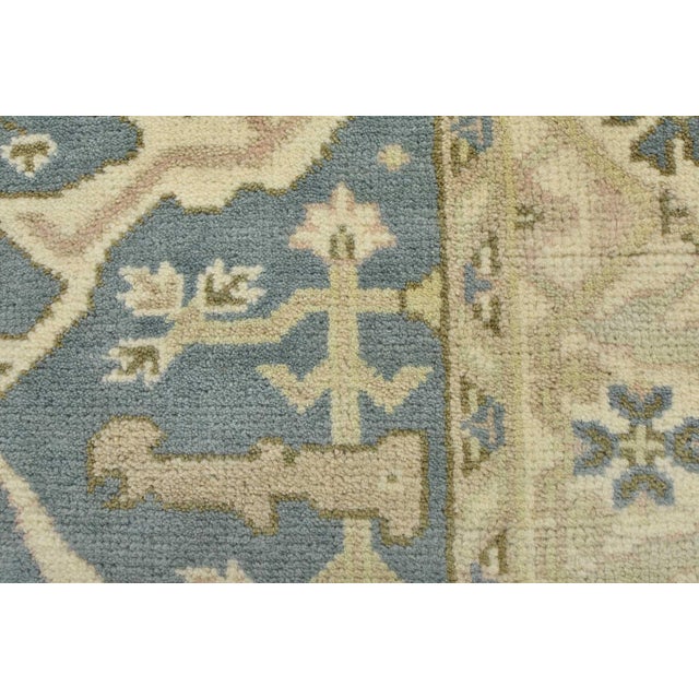Blue Oushak Rug 4’1” X 6’1” Blue Wool Tribal Hand-Knotted Oriental Carpet For Sale - Image 8 of 13