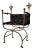 Vintage Italian Wrought Iron Savonarola Chair With Brass Fleur-De-Lis Finials For Sale