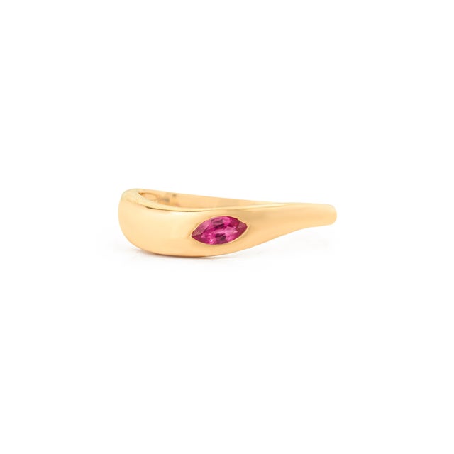 VR Jewels Chic Gypsy Set Ruby Chunky 14k Yellow Gold Dome Ring Size 5.5 by VRJewels For Sale - Image 4 of 17