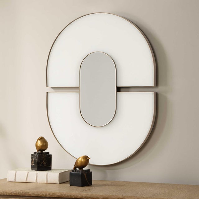 Contemporary Encase Modern White Oval Mirror For Sale - Image 3 of 6