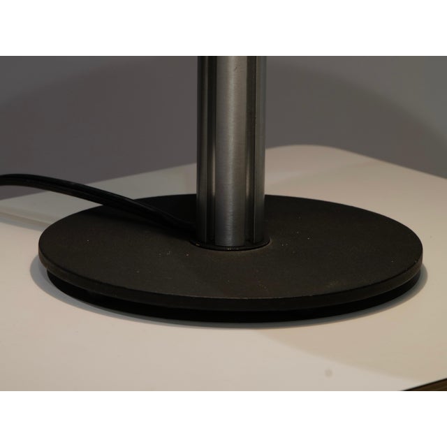 Metal Postmodern Table Lamp with Black Cone Shade and Brushed Aluminum Stem, 1980s For Sale - Image 7 of 13