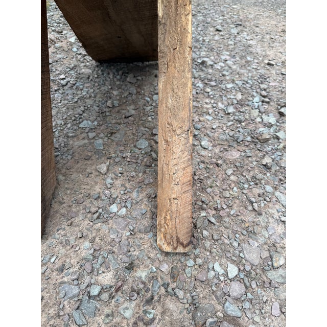 Wood Vintage Primitive Live Edge Slab Stargazer Viking Chair (47x12) For Sale - Image 7 of 18
