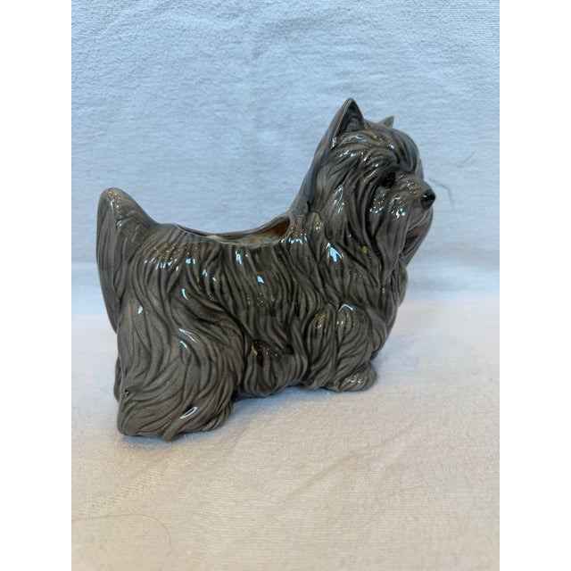 1940s Porcelain Yorkie Planter For Sale - Image 9 of 11
