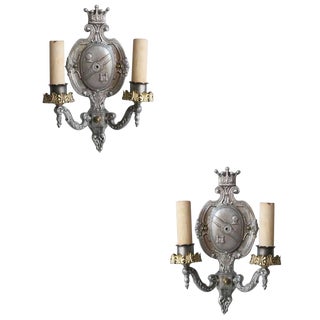 Edwardian Aluminum Crest Wall Sconce For Sale