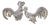 Silver Fighting Cocks with Reliefs, Set of 2 For Sale