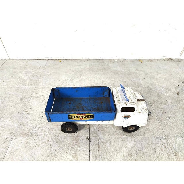 Blue Vintage Tin Toy Car from Tri-Ang, 1950s For Sale - Image 8 of 10