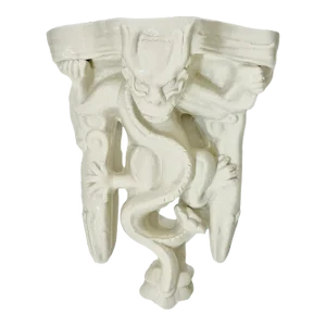 Vintage French Glazed Ceramic Gargoyle Wall Sconce