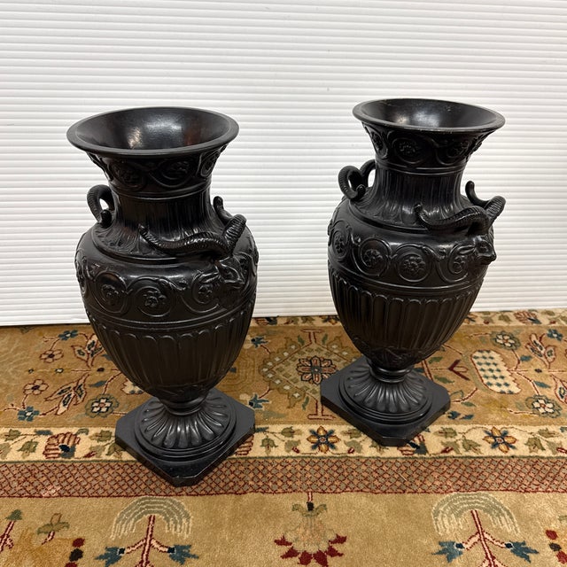 Neoclassical Basalt Ware Vases, Pair For Sale - Image 10 of 12