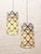 Late 20th Century Vintage Geometric Stained Glass Hanging Pendant Lights - a Pair For Sale - Image 5 of 5