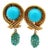 1970s Pair of Italian 14k Gold Turquoise Rope Motif Drop Earrings For Sale