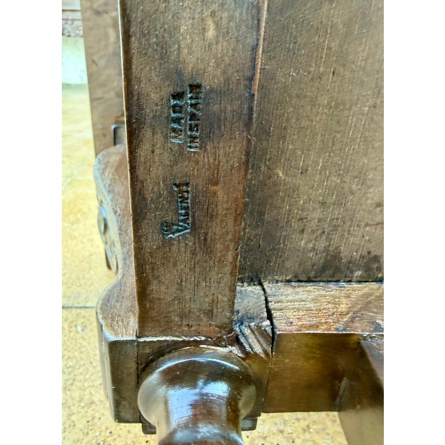 Mid 20th Century Valenti Spanish Carved Wood Console Table With Drawers and Turned Spindles For Sale - Image 12 of 13